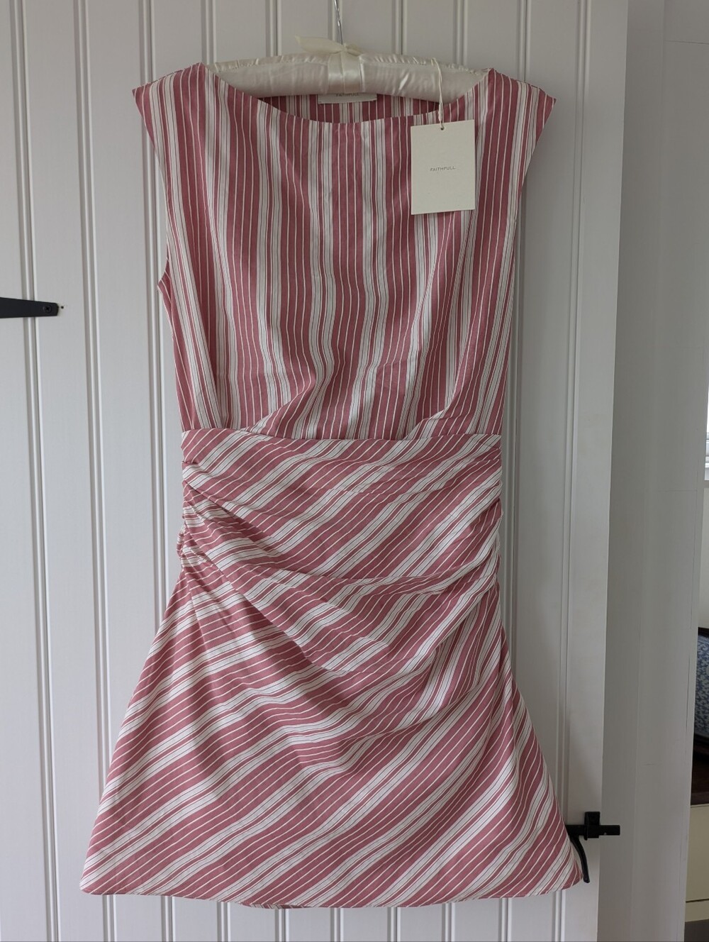 NWT Reign Mini Dress in Striped Red Cotton